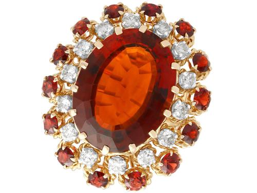 17.67ct Citrine & 1.33ct Diamond, 18ct Yellow Gold Dress Ring - Vintage French c.1950 (1 of 9) 17.67ct Citrine & 1.33ct Diamond, 18ct Yellow Gold Dress Ring - Vintage French c.1950 (1 of 9)