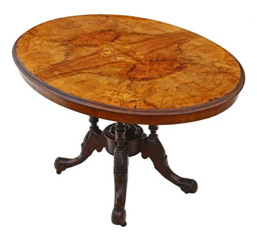 Victorian Burr Walnut Marquetry Oval Loo Breakfast Table Tilt Top (1 of 8)