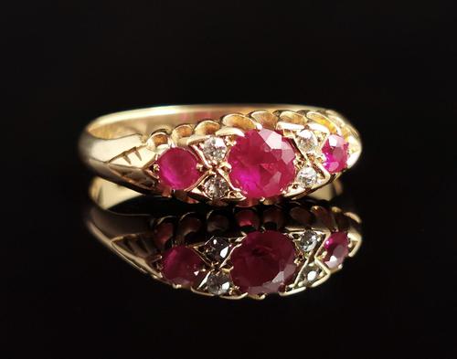 Antique Ruby & Diamond Ring, 18ct Gold, Edwardian (1 of 15)