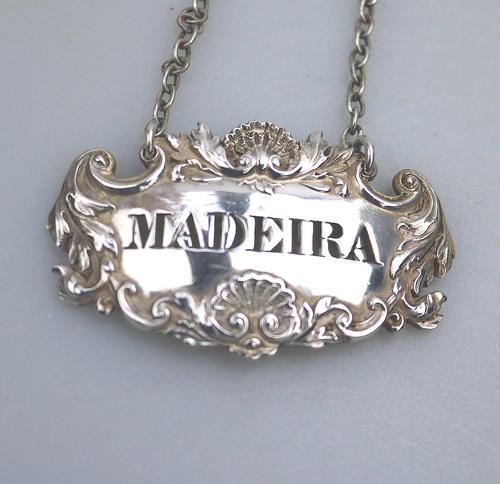 Good Victorian Solid Silver Pierced Madeira Wine Decanter Label Ticket c.1840 (1 of 4)