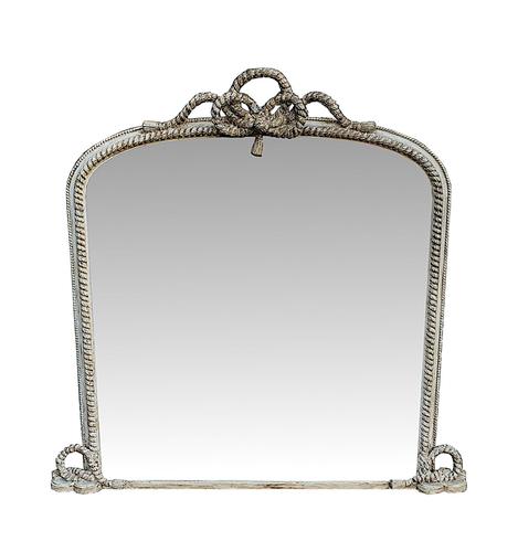 Gorgeous 19th Century Overmantle Mirror Restored in a Distressed Paint Finish (1 of 5)