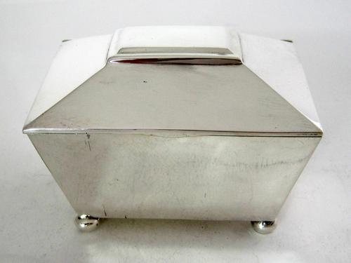 Georgian Style Sarcophagus Shaped Silver Tea Caddy (1 of 5)