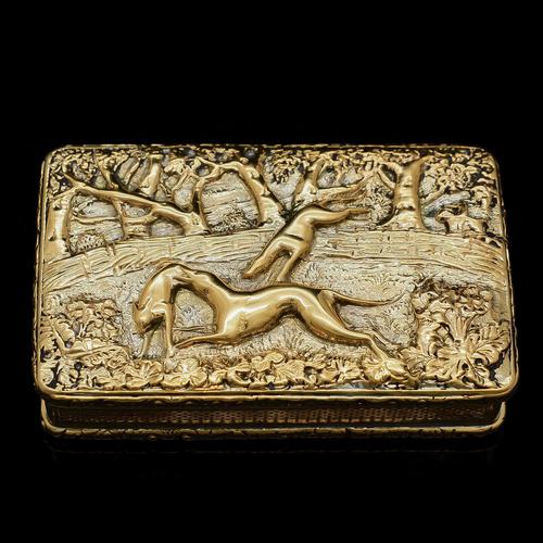 Georgian Solid Silver Gilt Snuff Box With Spectacular Fox Hunting Scene - Edward Smith 1832 (1 of 22)