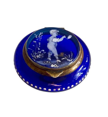 Antique Mary Gregory Cobalt Blue Glass & Enamel Trinket Pot / Dressing Table Box c.1880 (1 of 8) Antique Mary Gregory Cobalt Blue Glass & Enamel Trinket Pot / Dressing Table Box c.1880 (1 of 8)