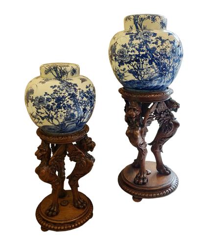 Extremely Rare Pair of Meiji Period Japanese Blue & White Ginger Jars (1 of 12) Extremely Rare Pair of Meiji Period Japanese Blue & White Ginger Jars (1 of 12)