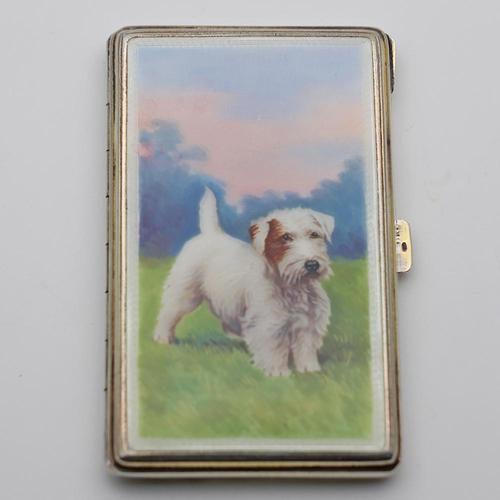Art Deco Silver & Enamel Cigarette Case with Terrier (1 of 4) Art Deco Silver & Enamel Cigarette Case with Terrier (1 of 4)