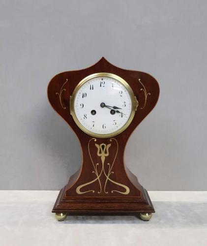 French Art Nouveau Mahogany Mantel Clock by Samuel Marti (1 of 7)