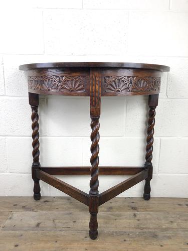 Antique Carved Oak Demi Lune Hall Table (1 of 10)