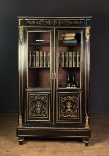 French Napoleon III Inlaid Brass Bookcase (1 of 11)