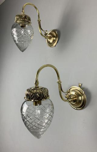 Pair of Edwardian Cut Glass Brass Wall Lights, Rewired (1 of 11)