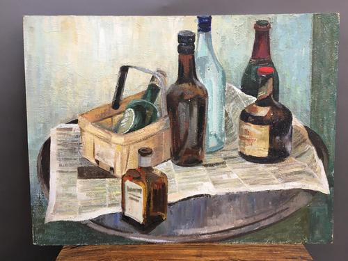 oil on board -  still life with bottles (1 of 4)