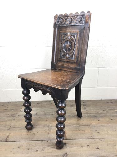 19th Century Carved Oak Hall Chair (1 of 9)