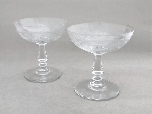 Gorgeous Pair of French Etched Champagne Bowls (1 of 4)