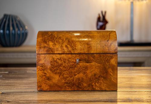 Burr Walnut Tea Caddy with Canisters 1880 (1 of 9)