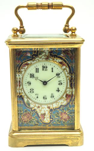 Superb French 8 Day Champleve Carriage Clock Cylinder Platform, Working c.1900 (1 of 12)