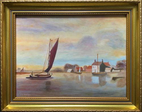 Contemporary, British School - Sailing on the Estuary - Seascape Oil Painting (1 of 11)