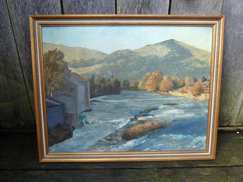 Des Armour " Welsh River " Modern British Oil on Board- 1970's (1 of 6)