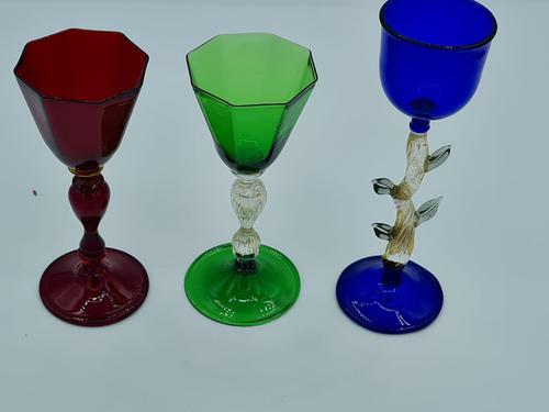 Salviati Glasses Set if 3 Different Liqueur Glass with Unusual Beautiful Feet (1 of 7)