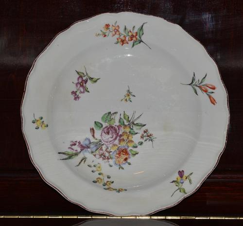 Chelsea 1752-1776 shaped deep porcelain plate / dish painted with floral sprays (1 of 11)