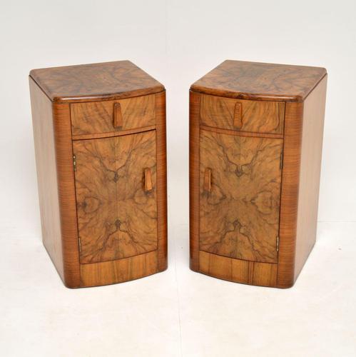 Pair of Art Deco Figured  Walnut Bedside Cabinets (1 of 10)