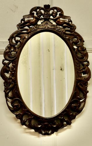 French Ornate Carved Oval Mirror, Decorated with Cherubs (1 of 7) French Ornate Carved Oval Mirror, Decorated with Cherubs (1 of 7)