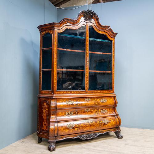 Marquetry Bombe Fronted Display Cabinet (1 of 14)