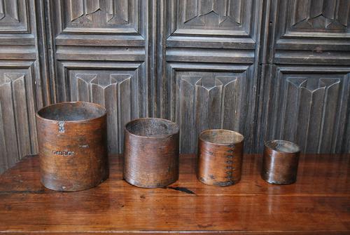 Set of 4 Treen Bushel Measures (1 of 5) Set of 4 Treen Bushel Measures (1 of 5)