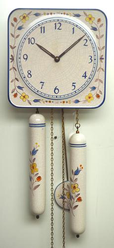 Rare Kitch Ceramic Pot Clock – Weight Driven 1950s Kitchen Striking Wall Clock (1 of 10)