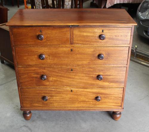 1900's Mahogany Square Front Chest Drawers with Wooden Knobs (1 of 4) 1900's Mahogany Square Front Chest Drawers with Wooden Knobs (1 of 4)