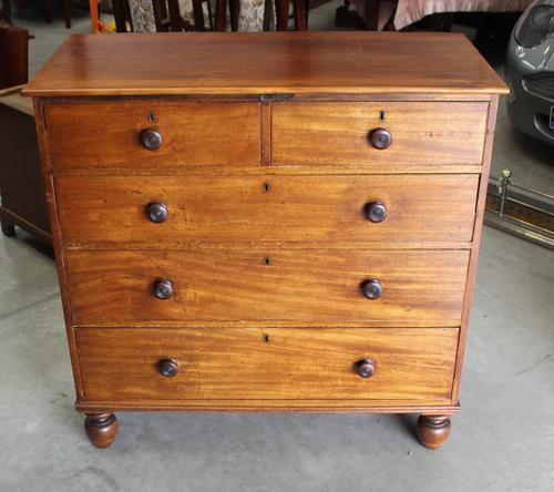 1900's Mahogany Square Front Chest Drawers with Wooden Knobs (1 of 4)