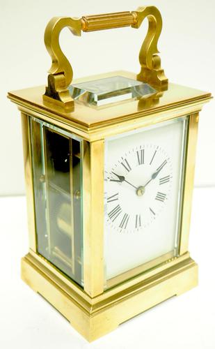 Good Antique French 8-day Carriage Clock Bevelled Case Large Dial & Carry Handle (1 of 13)