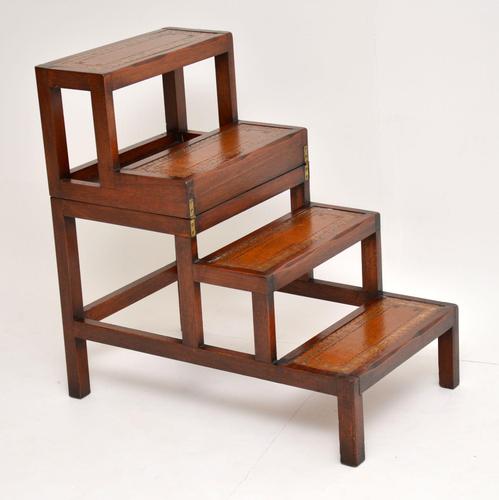Antique Mahogany & Leather Folding Library Steps / Coffee Table (1 of 11) Antique Mahogany & Leather Folding Library Steps / Coffee Table (1 of 11)