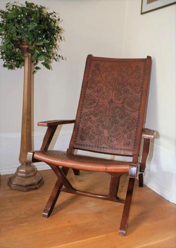 Peruvian Tooled Saddle Leather Folding Armchair (1 of 13)