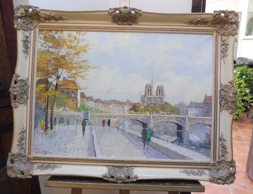 Large Oil on Canvas Notre Dame Artist L Du Bois 1960s (1 of 10) Large Oil on Canvas Notre Dame Artist L Du Bois 1960s (1 of 10)