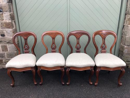 Antique Set of 4 Mahogany Balloon Back Dining Chairs (1 of 11)