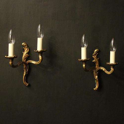 French Pair of Gilded Antique Wall Lights (1 of 10) French Pair of Gilded Antique Wall Lights (1 of 10)