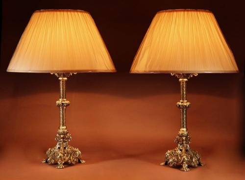 A Pair of Impressive Fine Cast Heavy Brass Table Lamps, In The Romanesque Style (1 of 9) A Pair of Impressive Fine Cast Heavy Brass Table Lamps, In The Romanesque Style (1 of 9)