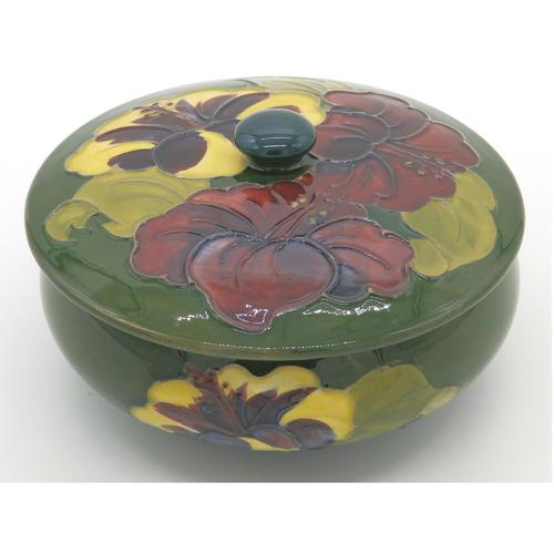 A Walter Moorcroft Hibiscus Lidded Bowl C.mid 20thc (1 of 7) A Walter Moorcroft Hibiscus Lidded Bowl C.mid 20thc (1 of 7)