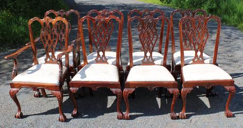 1960s Set of 8 Mahogany Chippendale Style Dining Chairs Pop Out Seats (1 of 4)