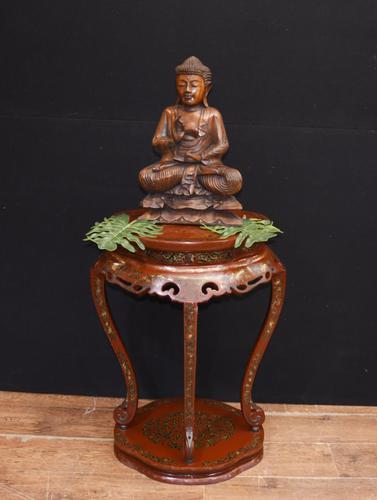 Chinese Pedestal Stand Table in Cinnabar Lacquer Chinoiserie (1 of 26)