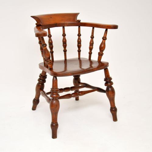 Antique Victorian Solid Elm Captains Desk Chair (1 of 11)