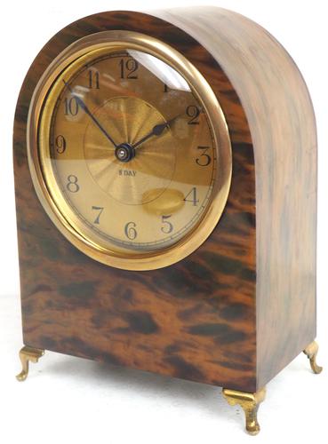 Antique Shell Mantel Clock Fine Arched Top Clock with Brass Dial 8-Day Timepiece Mantle Clock (1 of 9)