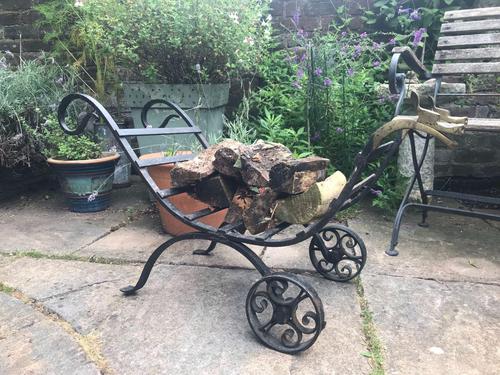 Wrought Iron & Brass Log Cart (1 of 8)