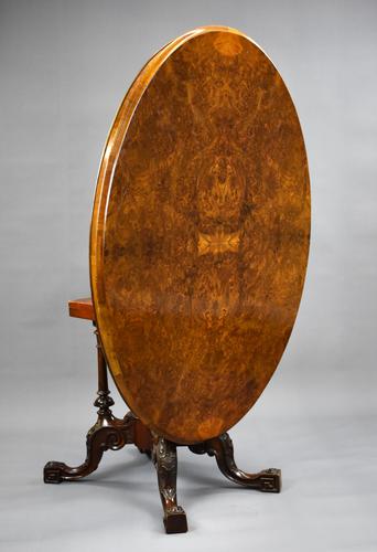 Victorian Burr Walnut Oval Loo Table (1 of 9)