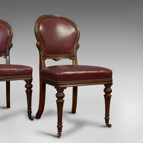Pair of Antique Chairs, Walnut, Leather, Seat, Doveston, Bird & Hull, Victorian (1 of 12) Pair of Antique Chairs, Walnut, Leather, Seat, Doveston, Bird & Hull, Victorian (1 of 12)