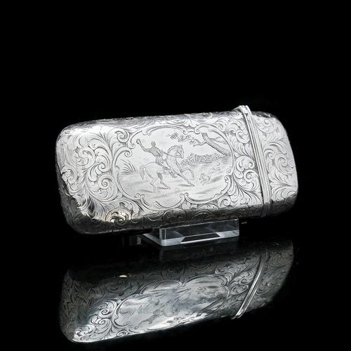 Victorian Solid Silver Cheroot / Cigar Case with a Hand-Engraved Hunting Scene - Alfred Taylor 1853 (1 of 15)