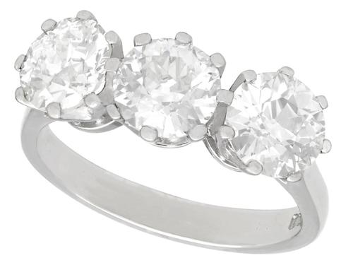Gia Certified 3.09ct Diamond & Platinum Trilogy Ring - Antique & Contemporary (1 of 9) Gia Certified 3.09ct Diamond & Platinum Trilogy Ring - Antique & Contemporary (1 of 9)