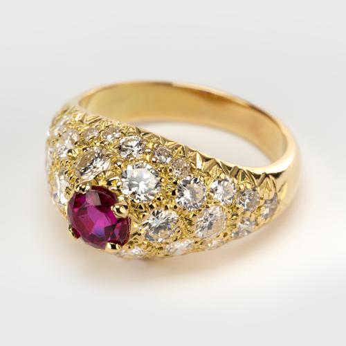 Vintage French Ruby & Diamond Dress Ring c.1960 (1 of 6)