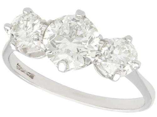 2ct Diamond & Platinum Three Stone Ring - Vintage c.1940 (1 of 9) 2ct Diamond & Platinum Three Stone Ring - Vintage c.1940 (1 of 9)
