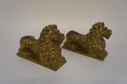 Pair of 17th Century Gilded Bronze Lions (1 of 5)